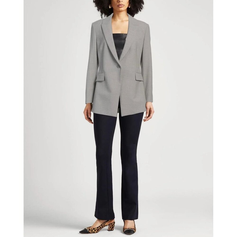 Theory Women's Gray Virgin Wool Blend One Button Blazer Size 4 - 23359 - Picture 2 of 9